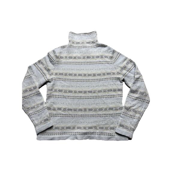 VTG Lauren Ralph Lauren Sweater M/L Fair Isle Snowflake Blue White Lambswool - Picture 1 of 8